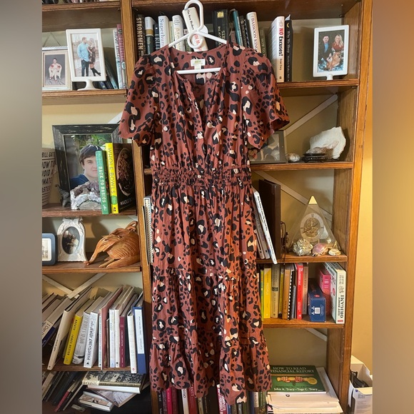 Anthropologie Dresses & Skirts - Anthropologie Somerset Brown Black and Cream Leopard Print Tiered Dress